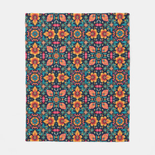 Couverture Polaire Coloré Boho Floral Pattern Élégant Symétrie