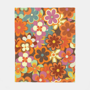 Couverture Polaire Coloré Floral vintage Motif sans couture. Rétro 70