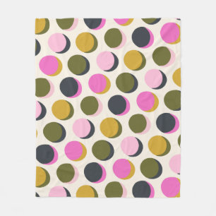 Couverture Polaire Coloré Retro Pois géométriques Vert rose