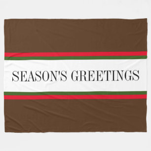 Couverture Polaire Coloré Rouge Brown Vert BONNES FÊTES blanches