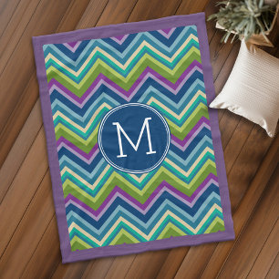Couverture Polaire Coloré violet Chevron Motif Personnalisé Monogra