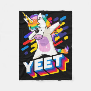 Couverture Polaire Colorful Dabbing Dancing Unicorn Célébration Yeet