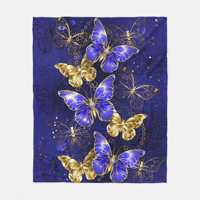 Couverture Polaire Composition avec papillons Sapphire (Devant)