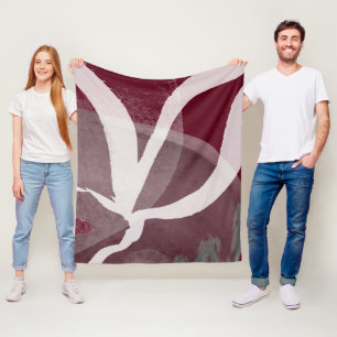 Couverture Polaire Conception abstraite artistique Burgundy Gris & Bl