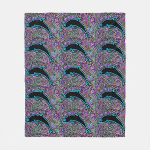 Couverture Polaire Conception artistique de dauphin   