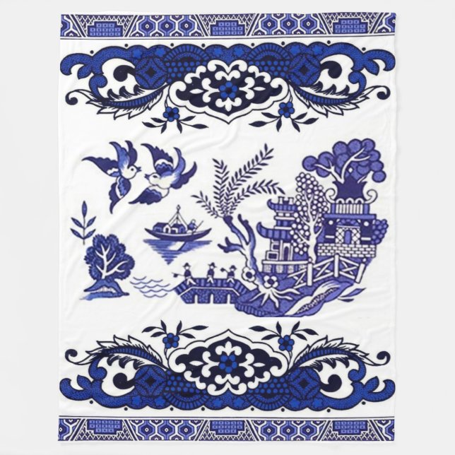 Couverture Polaire Conception bleue classique de saule (Devant)