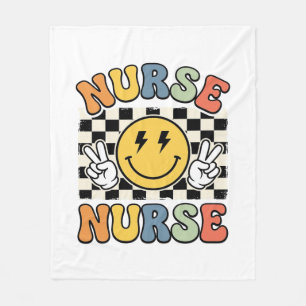 Couverture Polaire Conception de chemise à carreaux Smiley d'infirmiè