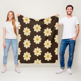 Couverture Polaire Conception de marguerites crème et jaune