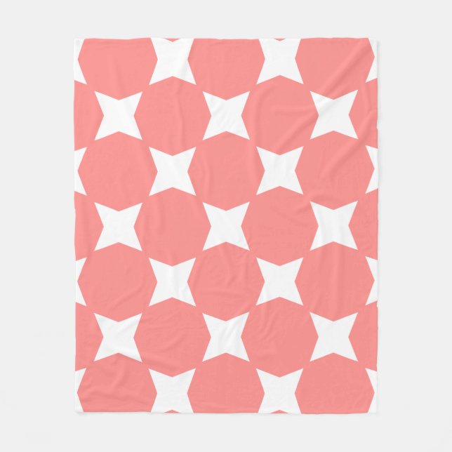 Couverture Polaire Conception de motif étoile rose pastel et blanc (Devant)