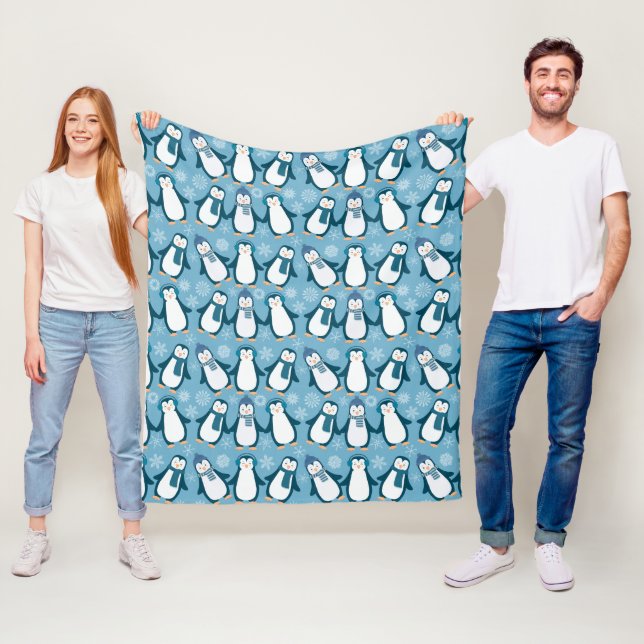 Couverture Polaire Conception de pingouins d'hiver (En situation)