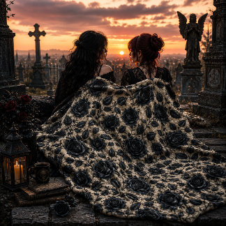 Couverture Polaire Conception de rose grimpante noire gothique