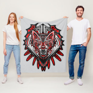 Couverture Polaire Conception de totem tribal Haida Loup