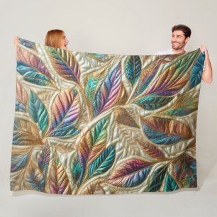 Couverture Polaire Conception Feuille Iridescente Quilée