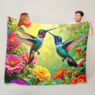 Couverture Polaire Conception magique de colibri aux tons bijoux