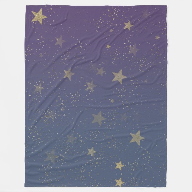 Couverture Polaire Confetti violet Gold Stars (Devant)