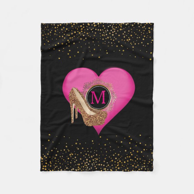 Couverture Polaire Confettis noirs chics de parties scintillantes (Devant)