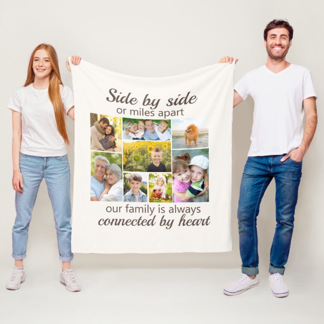 Couverture Polaire Connecté par Heart White 8 Family Photo Collage (En situation)