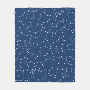 Couverture Polaire Constellations blanches sans couture sur fond bleu