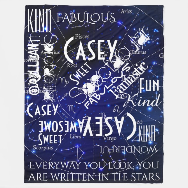 Couverture Polaire Constellations Zodiac Personnaliser le nom et les  (Devant)