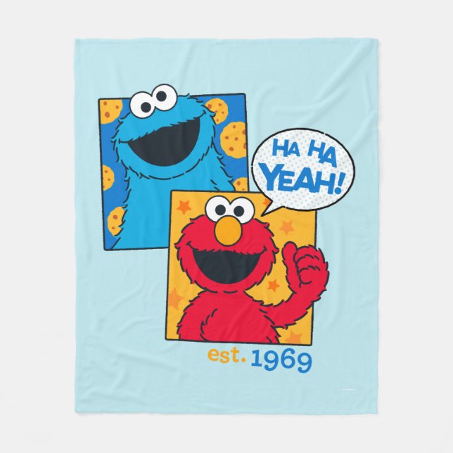 Couverture Polaire Cookie Monster & Elmo | Ha Ha Ouais (Devant)