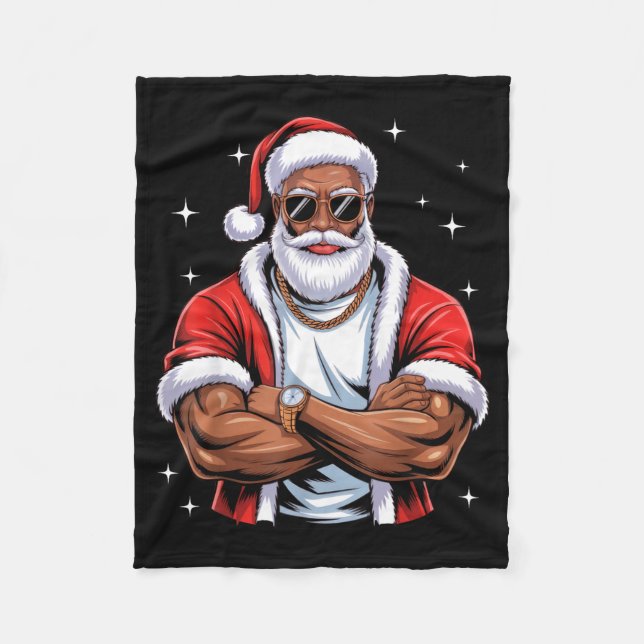 Couverture Polaire Cool African American Santa Black Christmas Pajama (Devant)