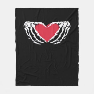 Couverture Polaire Cool Classic Funny Skeleton Mains Coeur - Valentin