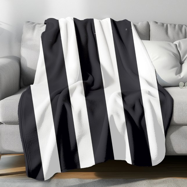 Couverture Polaire Cool Classique Moderne Chic Noir Et Blanc Gratté (Large Black and White stripes fleece blanket.)