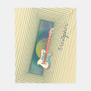 Couverture Polaire Cool de guitare électrique Turquoise rétro Nom per