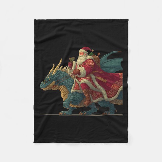 Couverture Polaire Cool Festive Dragon With Riding Santa Claus Look  (Devant)
