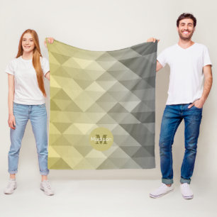 Couverture Polaire Cool gris jaune Ombre motif géométrique Moonogramm