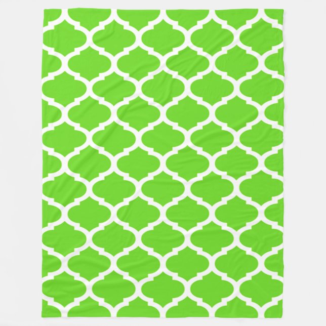 Couverture Polaire Cool Lime Green Motif Quatrefoil marocain (Devant)