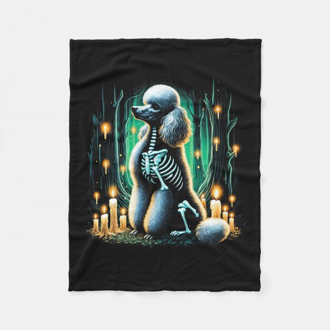 Couverture Polaire Cool Poodle Chien Squelette Halloween Chien Maman  (Devant)