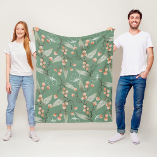 Couverture Polaire Cool sauge vert tendance arrière - plan florale po