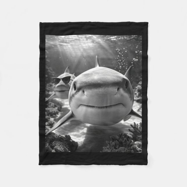 Couverture Polaire Cool Shark Animal Selfie  (Devant)