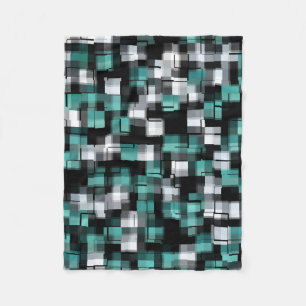 Couverture Polaire COOL Turquoise Vert Bleu Noir Blanc Abstrait Plaid