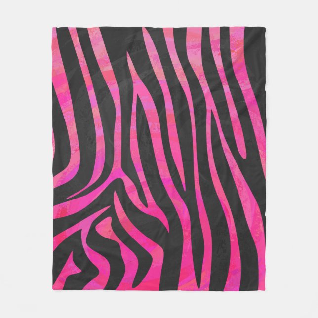 Couverture Polaire Copie de noir et de roses indien de zèbre (Devant)