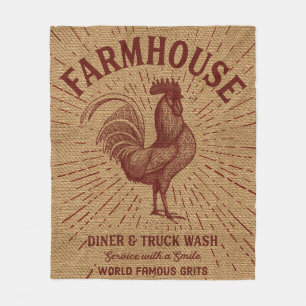 Couverture Polaire Copie de toile de jute de ferme avec le coq
