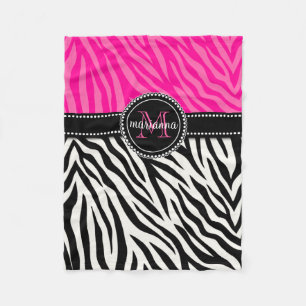 Couverture Polaire Copie rose noire Girly moderne de zèbre