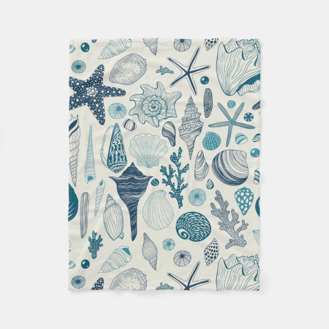 Couverture Polaire Coques de mer sur le blanc (Devant)