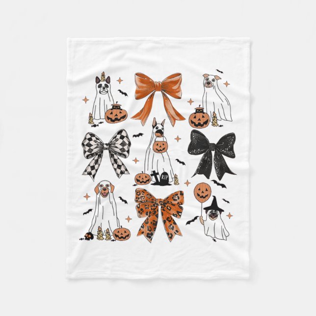 Couverture Polaire Coquette Bow mignon Chiens fantômes Halloween Citr (Devant)