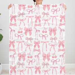 Couverture Polaire Coquette esthétique féminine mignonne Rose Bow