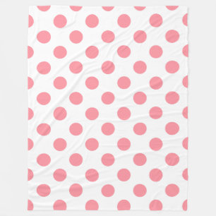 Couverture Polaire Corail et pois blancs