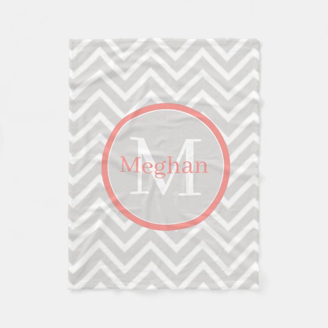 Couverture Polaire Coral Chevron Monogramme (Devant)