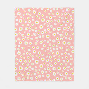 Couverture Polaire Coral rose Boho Motif de marguerites de printemps