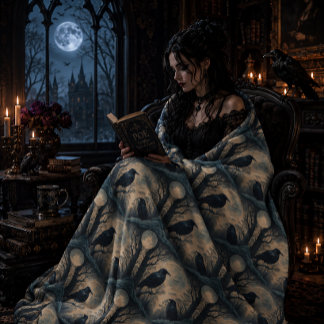 Couverture Polaire Corbeaux gothiques au clair de lune