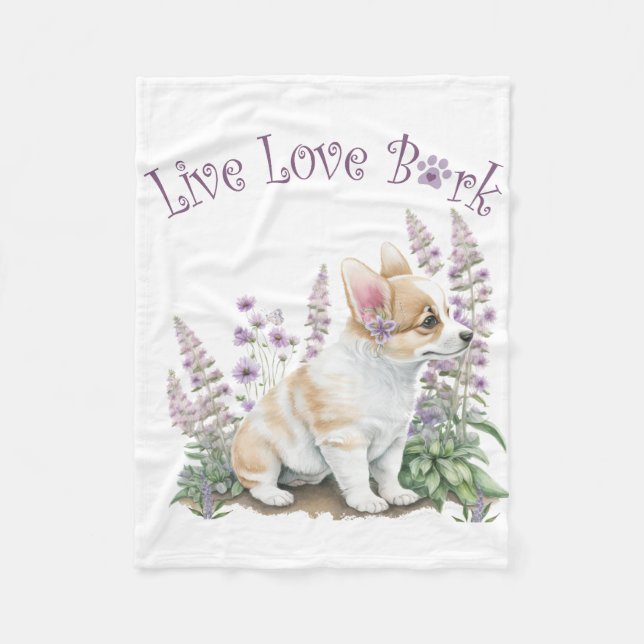 Couverture Polaire Corgi Chien Maman Floral (Devant)