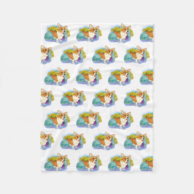 Couverture Polaire Corgi de Pâques (Devant)