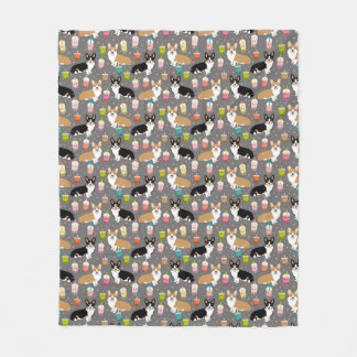 Couverture Polaire Corgis de thé de bulle de corgi tri et rouges - -