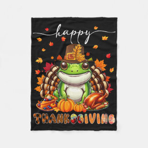 Couverture Polaire Costume de grenouille de Thanksgiving heureux Dind