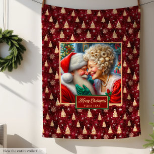 Couverture Polaire Cosy Christmas Thon Blanket Burgundy Gold Père Noë